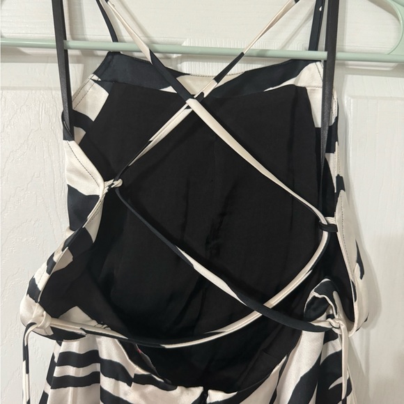 Free People Abby Satin lace up zebra print maxi dress with high split - Picture 3 of 14